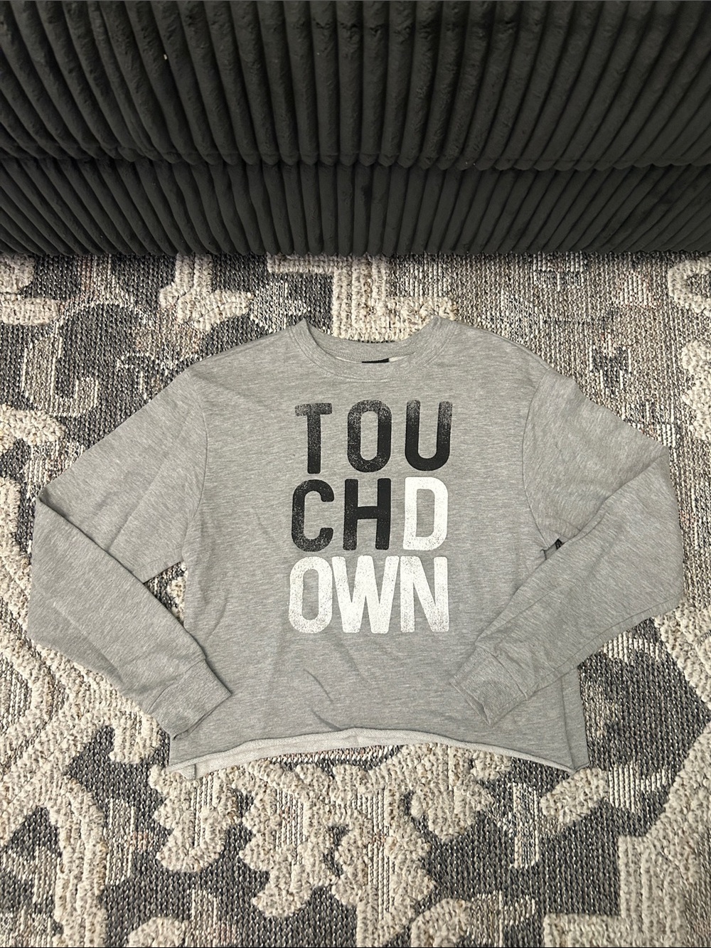 Modern Lux Gray Crewneck Sweatshirt with TOUCH DOWN Graphic